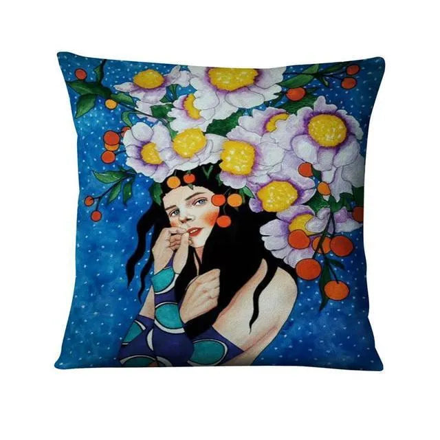 Home Daily Character Painted Linen Pillowcase - Bellarte Enchanté Home Daily Character Painted Linen Pillowcase